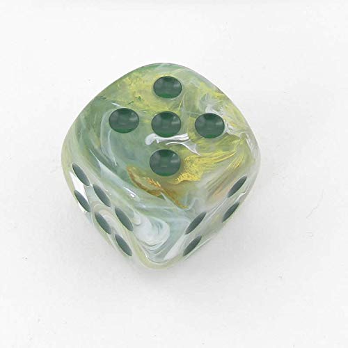 Green Marbleized Die with Dark Green Pips D6 30mm (1.18in) Pack of 1 Chessex