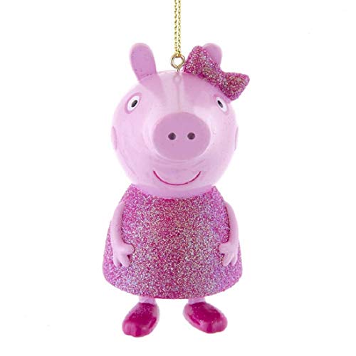 Kurt Adler PA1201 Peppa Pig in Glitter Pink Dress Hanging Ornament, 3-inch Height