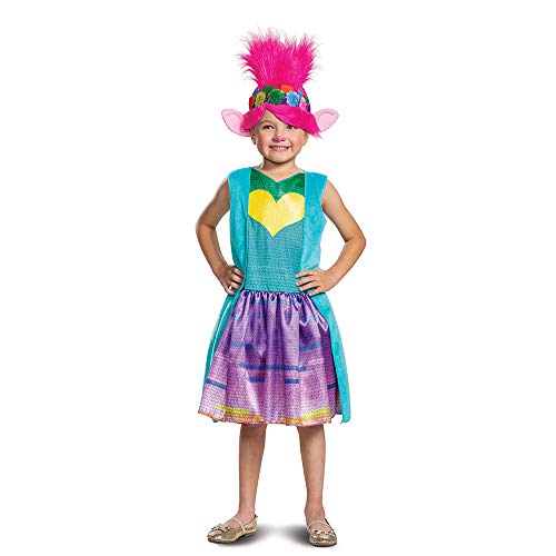 Disguise Poppy Rainbow Deluxe Costume for Kids with Headpiece, Trolls World Tour, Size Small (4-6x)