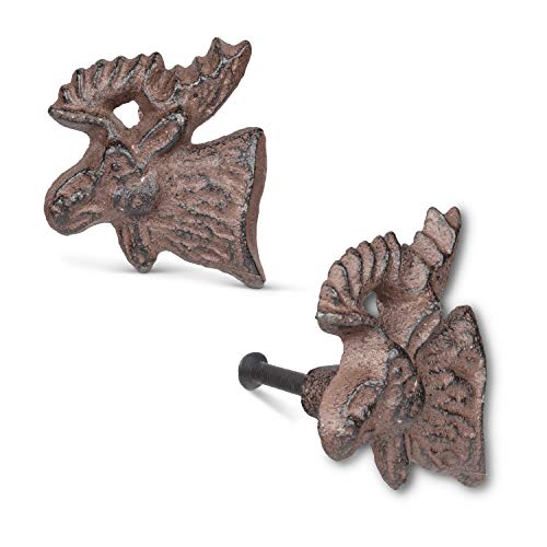 Abbott Collection  27-FOUNDRY-0122 Moose Head Drawer Knob, Brown/Black