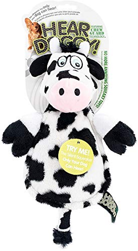 Worldwise Hear Doggy Flatties with Chew Guard Technology Dog Toy, Cow