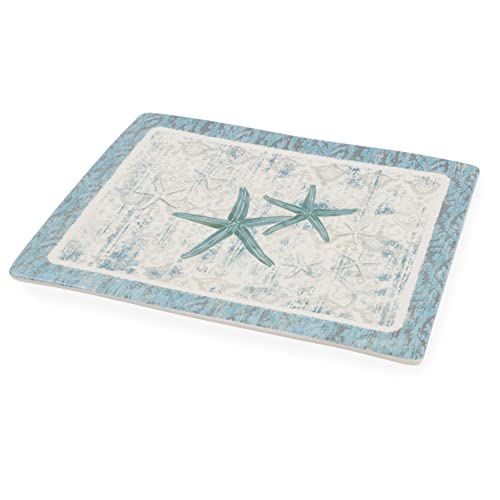 Boston International Ceramic Serving Platter, 10 x 8-Inches, Laguna Shells