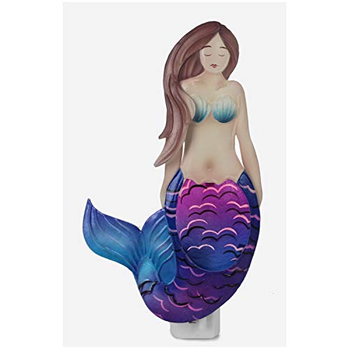 Beachcombers Capiz Metal Mermaid Night Light, 6.5"