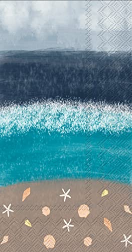 Boston International IHR 3-Ply Paper Napkins, 16-Count Guest Size, Crashing Waves