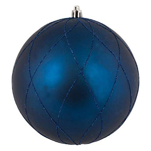 Vickerman 568453-4" Midnight Blue Matte Glitter Swirl Ball Christmas Tree Ornament (4 pack) (N170631D)