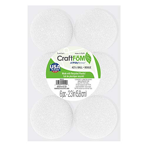FloraCraft Styrofoam 6 Piece Ball 2.4 Inch White