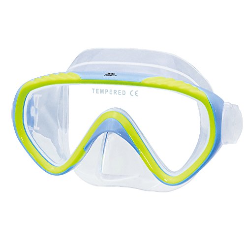 IST Kids Snorkeling/Diving Mask, Hypoallergenic Skirt & Single Panoramic Lens with Adjustable Strap (Blue/Yellow)