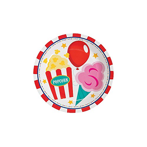 Fun Express - Carnival Dessert Plates for Birthday - Party Supplies - Print Tableware - Print Plates & Bowls - Birthday - 8 Pieces