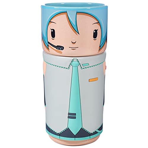 CosCups by Numskull Hatsune Miku Ceramic Mug Gift with Rubber Sleeve 400ml - Official Hatsune Miku Merchandise