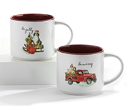 Giftcraft 682523 Christmas Boxed Dog Mug Set with Sentiment, 3.9 inch, Ceramic