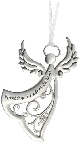 Ganz Angels By Your Side Ornament - Friendship is a gift of the heart,Silver / Black