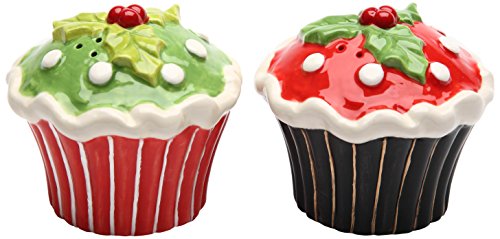Cosmos 61829 Gifts Ceramic Seasonal Cupcake Salt and Pepper Set, 2-5/8-Inch