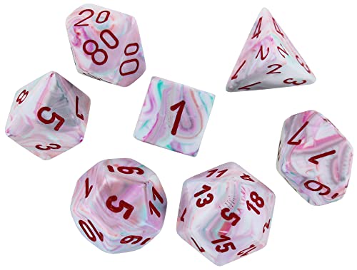 DND Dice Set - Chessex D&D Dice-16mm Festive: Pop Art & Red Limited Edition Plastic Polyhedral Dice Set-Dungeons and Dragons Dice Includes 7 Dice - D4 D6 D8 D10 D12 D20 D%