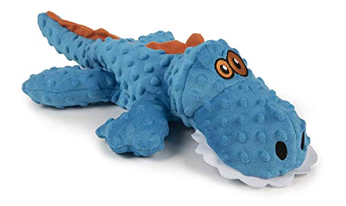 Worldwise goDog Gator with Chew Guard Technology Durable Durable Plush Squeaker Dog Toy, Extra Large, Blue