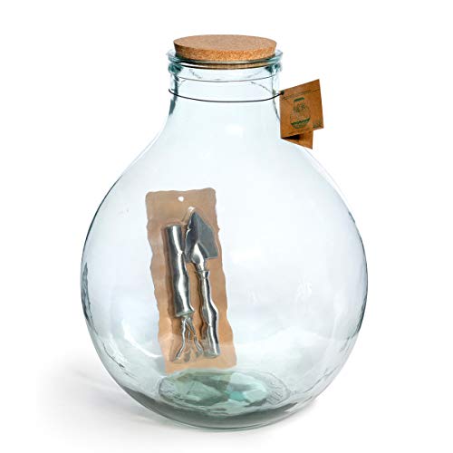 Park Hill Collection ECL10714 Glass Terrarium with Garden Tools, Medium