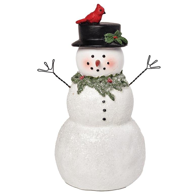 Blossom Bucket Frosted Snowman with Christmas Greens & Holly