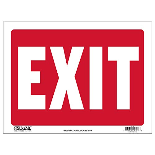 BAZIC 12" x 16" Exit Sign, Vinyl Plastic Signs, Weather Scratch Resistant Waterproof, Indoor Outdoor Store Wall Door Signage, 1-Pack