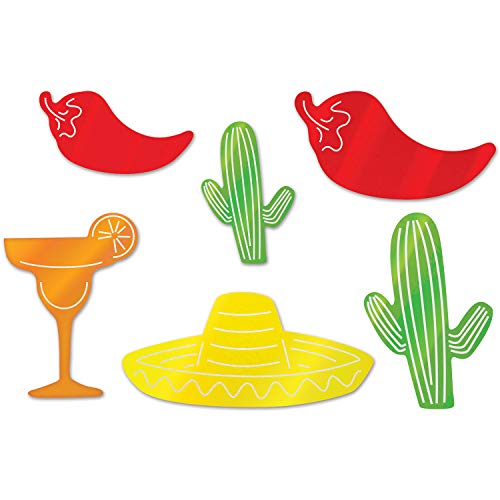 Beistle Cinco De Mayo Fiesta Foil Cutouts - 6 Pcs