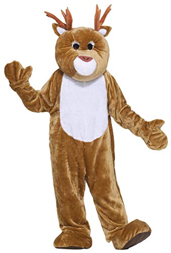 Forum Novelties Deluxe Plush Reindeer Mascot Costume, Brown, One Size