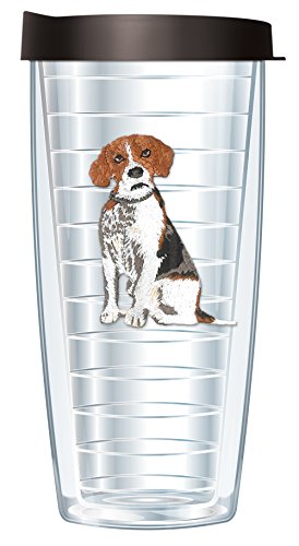 Freeheart Signature Tumblers Beagle Puppy Dog Emblem on Clear 16 Ounce Double-Walled Travel Tumbler Mug with Black Easy Sip Lid