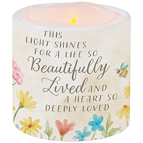 Carson Home 24768 Beautifully Lived LED Candle with Ceramic Holder, 3.5-inch Diameter