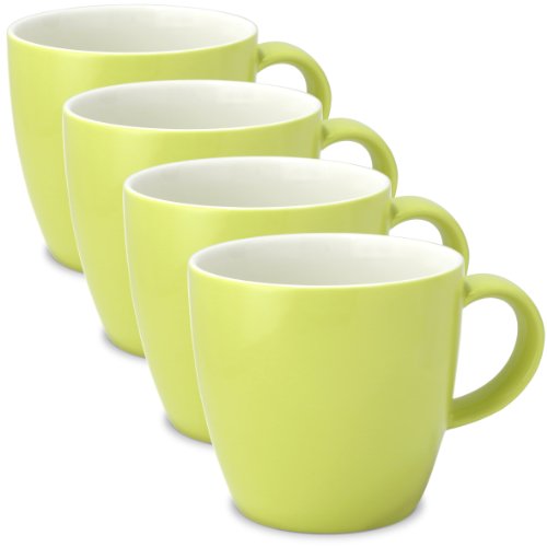 FORLIFE Uni Tea/Coffee Cup with Handle (Set of 4), 11 oz, Lime