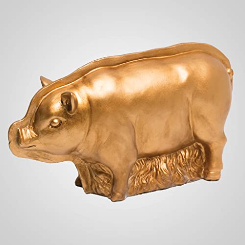 Lipco Polystone Pig Copper-Mold Style Figurine, 8-inch Length, Tabletop Decoration