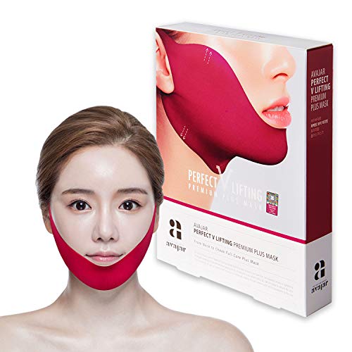 Double Chin Reducer Avajar Perfect V Lifting Premium Plus+ Mask 5pcs - V Line Face Lifting Mask | Face and Neck Slimmer | Facial Slimming Strap Mask | Chin Strap For Double Chin Remover | V Shaped Slimming Face Mask | Double Chin Mask