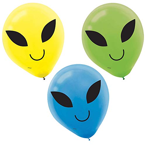 Amscan Alien Print Latex Balloons | Assorted Colors - 12" | Pack of 15