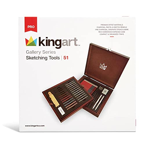 KINGART Gallery Series Sketching Tools, Set of 51