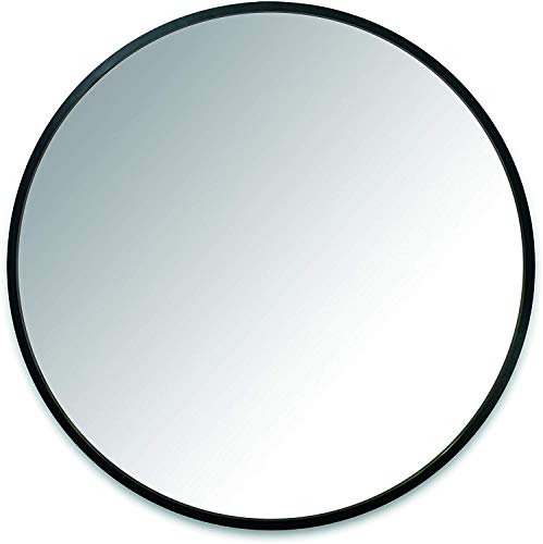 Umbra Hub Wall Mirror With Rubber Frame - 24-Inch Round Wall Mirror for Entryways, Washrooms, Living Rooms and More, Doubles as Modern Wall Art, Black