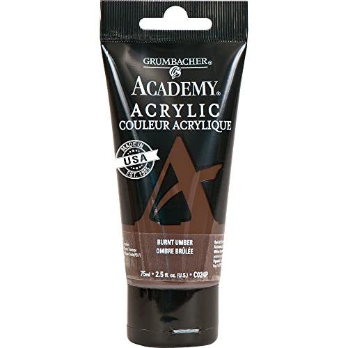 Chartpak GRUMBACHER Academy Acrylic Paint, 75ml/2.5 Ounce Plastic Tube, Burnt Umber (C024P)