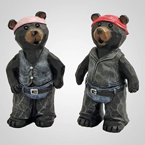 Lipco Bear Biker Figurine, 4-inch Height, Polyresin, Set of 2