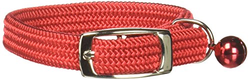 OmniPet Kool Kat Elastic Cat Safety Collar with Bell, Red, 8"