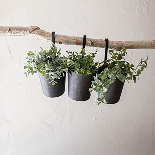 Foreside Home & Garden Set of 3 Hanging Planters Black Metal