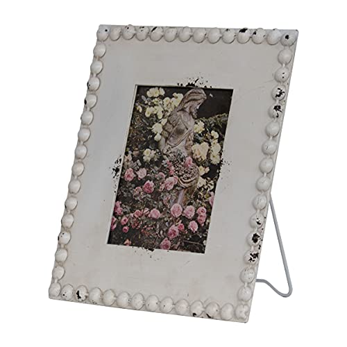 Foreside Home & Garden White Beaded 5x7 Inch Metal Decorative Picture Frame