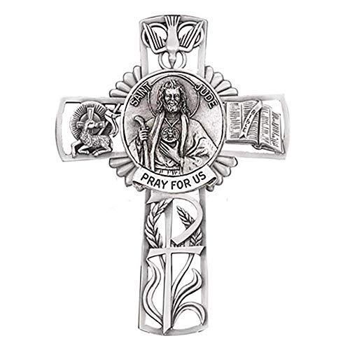 Christian Brands Pewter Catholic Saint St Jude Pray for Us Wall Cross, 5 Inch