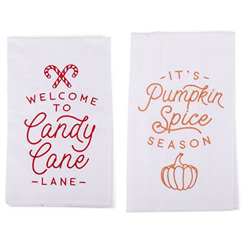 Transpac H9378 Reversible Christmas Harvest Tea Towel , 18-inch Length Fabric