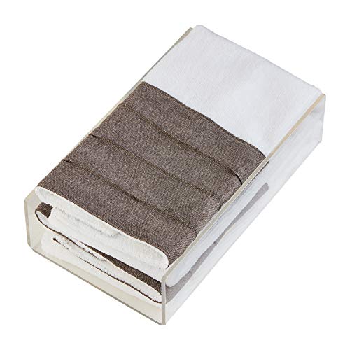 Mud Pie Terry Towels with Acrylic Holder,caddy 8 1/2" x 5" | towel 19" x 11 3/4", Gray