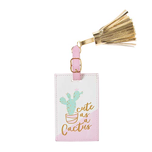Creative Brands Slant Collections Vegan Leather Luggage Tag, 4.3 x 2.8-Inches, Cactus