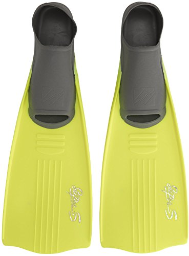 IST Super S Snorkeling Fins with Better Balance Blades & Closed Heel Full Foot Pocket, Eco Friendly Design (2X-Small, Neon Yellow)