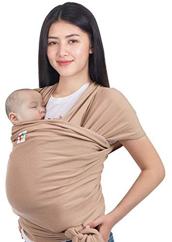 Malinad Baby Wrap Carrier - Premium Cotton Blend - Ergonomic Wraps for Toddler, Newborn, Infant, Child - Front, Hip and Kangaroo Holder for Men and Women (Beige)