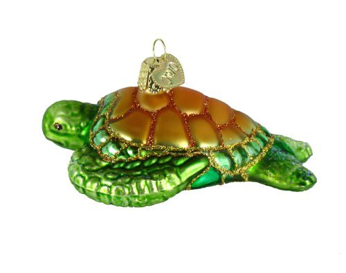 Old World Christmas Ornaments: Turtles Glass Blown Ornaments for Christmas Tree, Green Sea