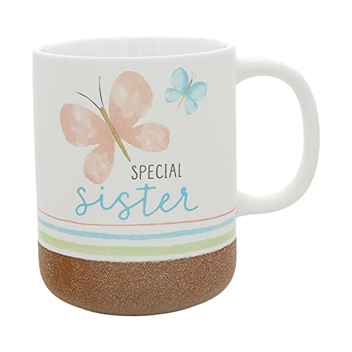 Pavilion Gift Company - Special Sister - 16-ounce Stoneware Mug with Sandy Glazed Bottom, Butterfly, Large Handle Coffee Cup, Birthday Gift For Sister, Sister Gifts, Sister Mug