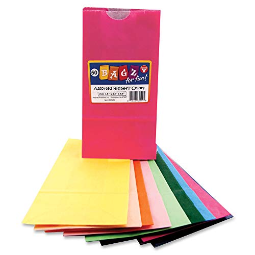 Hygloss Gusseted Flat Bottom Bags, 4.5 by 2.5 by 8.5-Inch, Assorted Colors