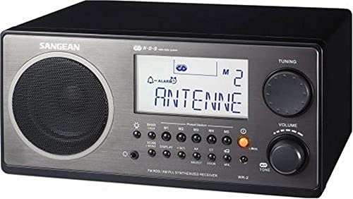 Sangean WR-2 AM / FM-RBDS Wooden Cabinet Digital Tuning Radio (Black)