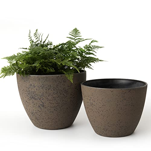 La Jol√≠e Muse Flower Pots Outdoor Indoor Garden Planters, Plant Containers with Drain Hole, New Iron (8.6 + 7.5 Inch)