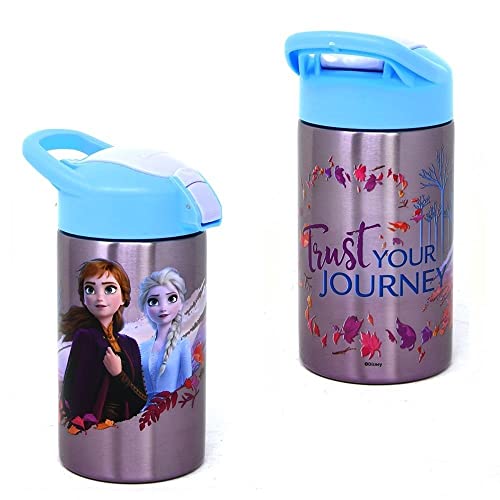 UPD Zak Designs, Inc. Frozen 2 Stainless Steel Bottle for Kids - Disney Frozen Kids Insulated Water Bottle with Push Button Spout, Perfect Frozen 2 Water Bottle for Kids School Days and Trips - 15.5 oz.