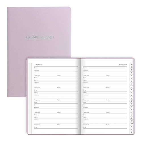 Rediform Letts Pastel A5 Address Book, White Paper, 192 Pages, 8.25 x 5.75 x 0.375 Inches, Lilac (B090041)