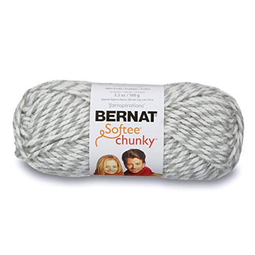 Spinrite Yarns (CA) Bernat Softee Chunky Yarn, 3.5 Oz, Gauge 6 Super Bulky, Grey Ragg